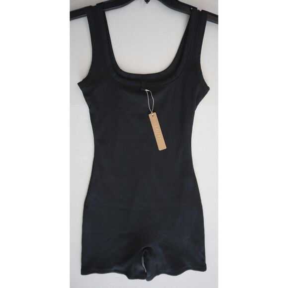 SKIMS AP-BSS-1490 Women's Sz S Soot/Black Cotton Rib One-Piece Bodysuit - Picture 5 of 8